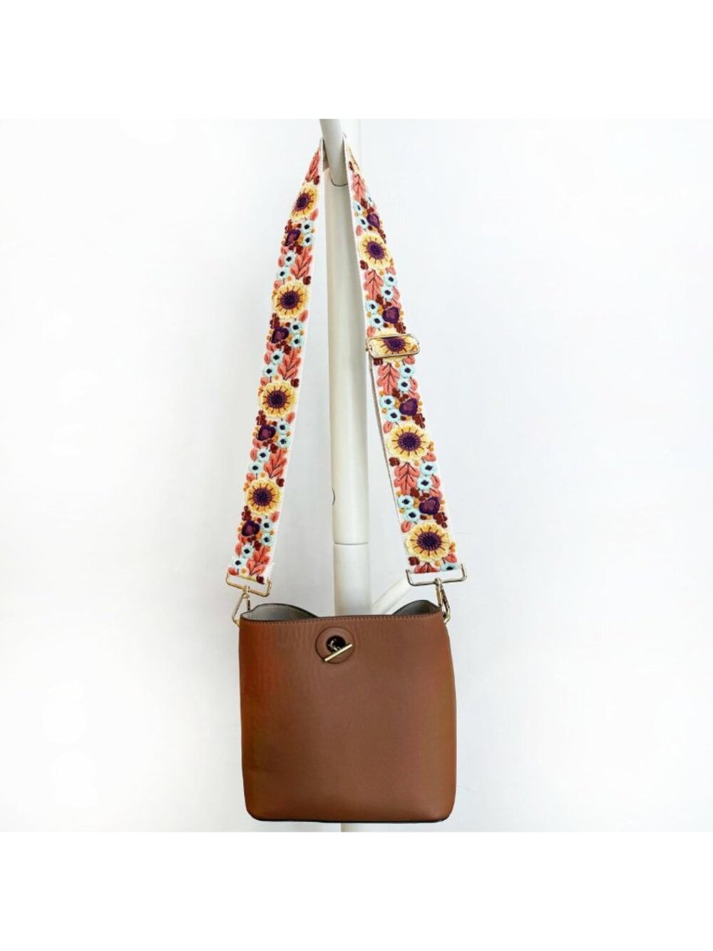 Adjustable Embroidery Flower Crossbody Purse Strap - Wide Shoulder Handbag Strap - Picture 6 of 8